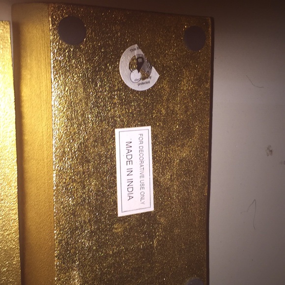 Storage & Organization Gold Metal Box With Decorative Discs On Lid